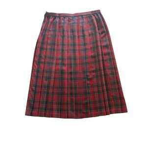 Requirements Woman Vintage Plaid Pleated Midi Skirt Red Green Tartan 20W USA